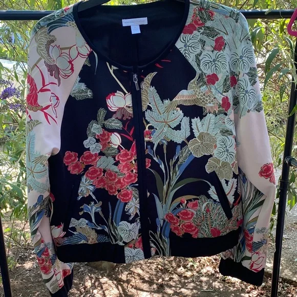 New York & Company Multicolor Floral Bomber Jacket - Picture 1 of 3